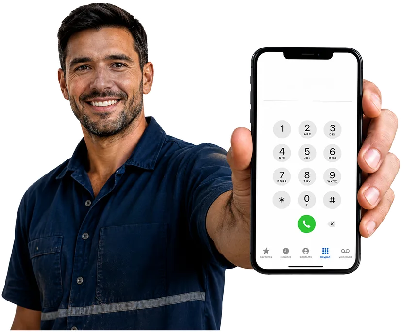 Plumber answering a North Sydney enquiry by phone